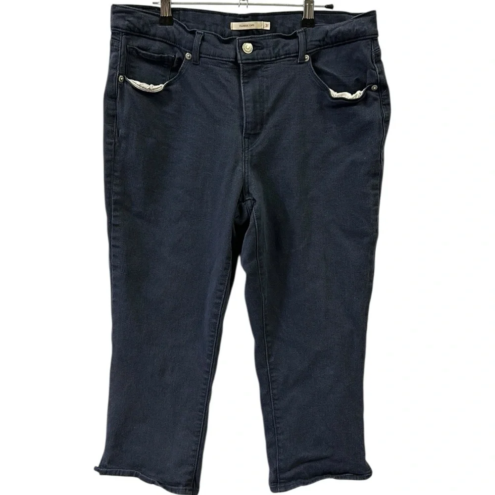 Levis Blue Classic Capri High Waist Lightweight Stretch Jeans Womens 12 31 Waist